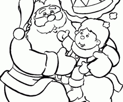 Coloriage enfant avec père noël